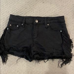 Tractr black frayed Jean shorts girls size 14